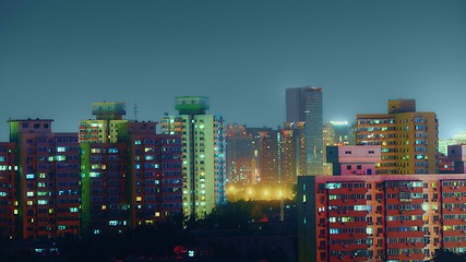 Image showing Beijing from above aerial shot at night