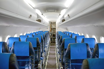 Image showing Angle shot of an airplane corridor