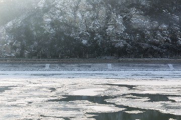 Image showing Large Icebergs at Danube river