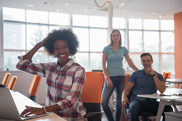 Image showing African American informal business woman working in the office