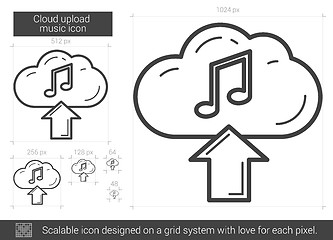 Image showing Cloud upload music line icon.