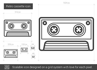 Image showing Retro cassette line icon.