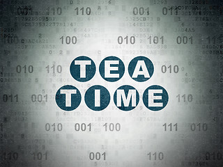 Image showing Timeline concept: Tea Time on Digital Data Paper background