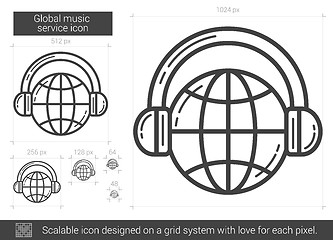 Image showing Global music service line icon.