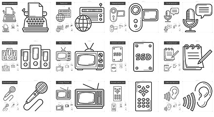 Image showing Journalism line icon set.