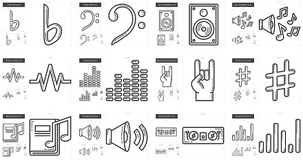 Image showing Music line icon set.