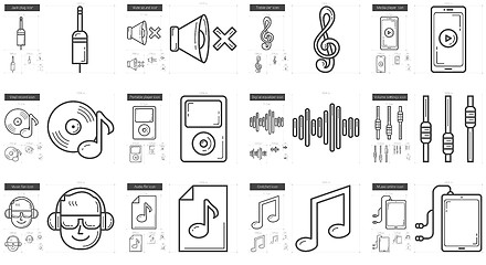 Image showing Music line icon set.