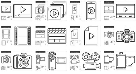 Image showing Media line icon set.