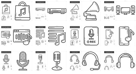 Image showing Music line icon set.