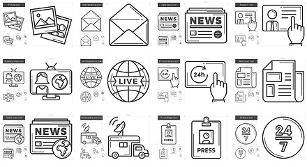 Image showing Journalism line icon set.