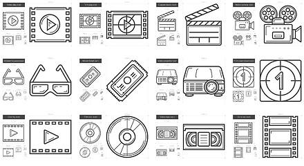 Image showing Cinema line icon set.