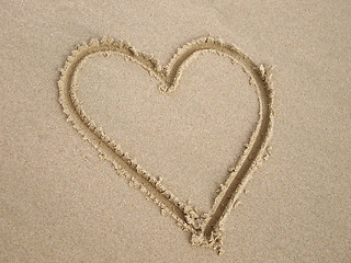 Image showing Heart in the sand