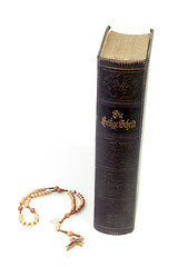 Image showing Holy bible with rosary