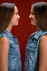 Image showing Portrait of two beautiful twin young women