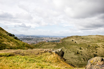 Image showing Holyrood park and Edinburgh city, Scotland