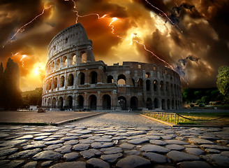 Image showing Colosseum in thunderstorm