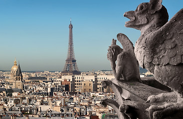 Image showing Eiffel Tower and Chimeras