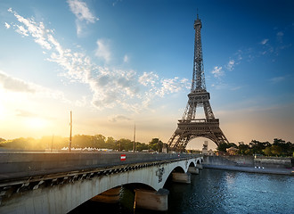 Image showing Eiffel Tower and Bridge