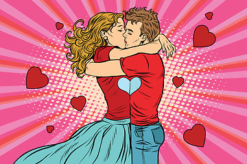 Image showing Love couple kiss, boy and girl in Valentines day