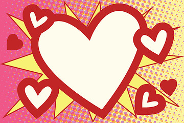 Image showing Red heart Valentines pop art background