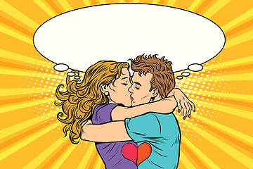 Image showing Love couple kiss, boy and girl in Valentines day