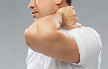 Image showing close up of man suffering from neck pain