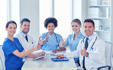 Image showing group of happy doctors meeting at hospital office