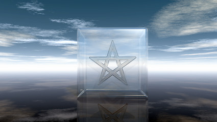 Image showing pentagram in glass cube - 3d rendering