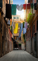 Image showing Drying clothes on the street