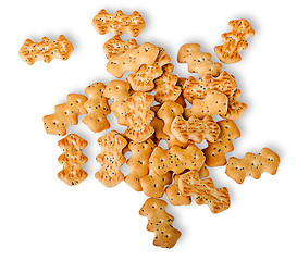 Image showing Heap of crackers with poppy seeds top view