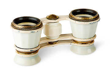 Image showing Old vintage pair of opera glasses vertically flipped