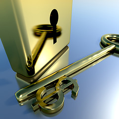 Image showing Dollar Key With Gold Padlock Showing Banking Savings And Finance