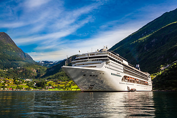 Image showing Cruise Liners On Geiranger fjord, Norway