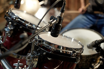 Image showing drums and microphone at music studio