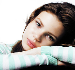 Image showing Real Teenage Girl Looking Worried isolated on white background