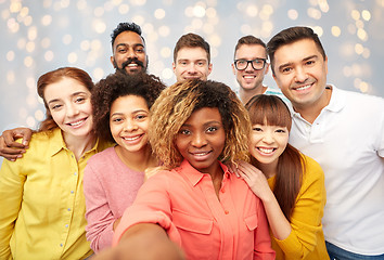 Image showing international group of happy people taking selfie