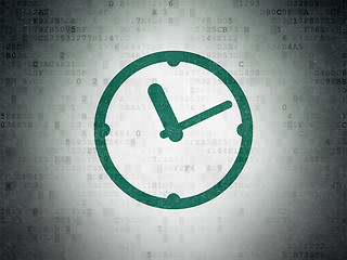 Image showing Time concept: Clock on Digital Data Paper background