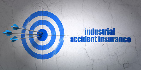 Image showing Insurance concept: target and Industrial Accident Insurance on wall background