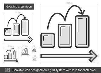 Image showing Growing graph line icon.