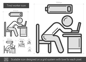 Image showing Tired worker line icon.