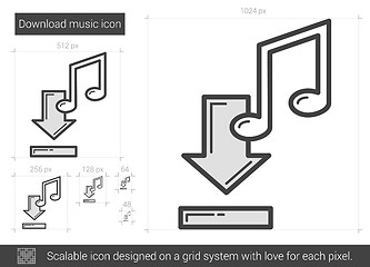 Image showing Download music line icon.