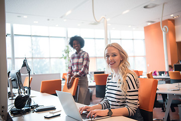 Image showing informal business woman working in the office