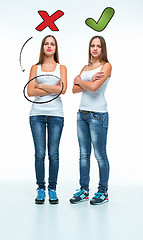 Image showing conceptual portrait of two beautiful twin young women