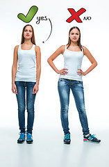 Image showing conceptual portrait of two beautiful twin young women