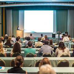 Image showing Audience in lecture hall participating at business conference.