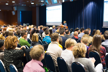 Image showing Audience in lecture hall participating at business event.