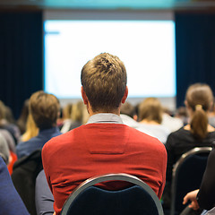 Image showing Audience in lecture hall participating at business conference.