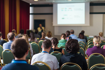 Image showing Audience in lecture hall participating at business conference.