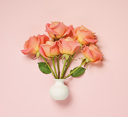 Image showing pink roses in white vase