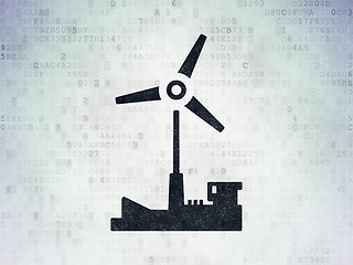 Image showing Industry concept: Windmill on Digital Data Paper background